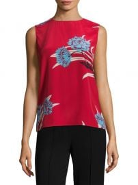 Diane von Furstenberg - Colorblock Floral-Print Silk Shell in Red at Saks Fifth Avenue